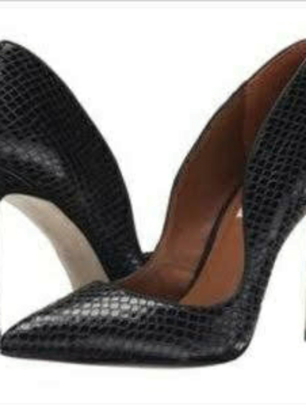 Steve Madden Black Leather Snake Embossed Pumps Heels Size 9 New